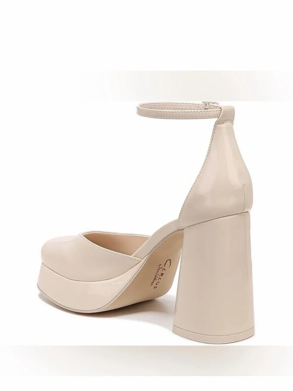 Circus by Sam Edelman Patent Platform Ankle-Strap Pumps in Cream